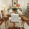 Novo Caminho de Mesa com Estampa Cruzada de Poliéster-Algodão, Guirlanda de Árvore de Natal, Bola, Bandeira de Fim de Cama, Pano Decorativo, Fabricante de Toalhas de Mesa