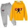 Comercio Exterior Primavera y Otoño Ropa para Niños Sudadera con Estampado de Letras CR7 Conjunto de Pantalones Ropa Deportiva Casual para Niños de Edad Media de 3 a 13 Años