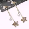 925 agulha de prata brincos estrela longa strass cinco-pointed estrela temperamento borla brincos feminino pérola brincos de zircão Super Flash