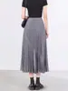 Elegante falda plisada de cintura alta, corte A holgado, estiliza la figura, de longitud media, adecuada para otoño e invierno, elegante media falda para mujer