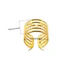 Anel Elegante Feminino de Aço Inoxidável 18K Dourado com Turquesa Incrustada Combinação Olho de Hórus Flor Coração