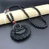 Collar para Hombre Benmingfo de Cristal Obsidiana Marca Dragón Valiente Hielo 12 Signos del Zodiaco Colgante de Guan Gong
