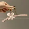 Para cabelos grossos, presilha de tubarão acrílica da moda, presilha de cabelo francesa fofa em formato de coração, presilha de garra com laço elegante para mulheres