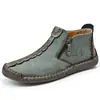 Botas Masculinas Martin de Ponto Cruz Outono e Inverno Novas Tamanho Grande com Zíper Botas Masculinas Casuais ao Ar Livre Botas de Trabalho Costuradas à Mão