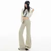 Jeans de campana juveniles color Naranja # Liso, simples y elegantes, de tiro bajo, elásticos, adelgazantes, modernos y versátiles para mujer