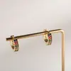 Brincos Coloridos de Zircônia Europeus e Americanos Brincos de Zircônia Exquisitos Transfronteiriços para Mulheres Cobre Banhado a Ouro 18K Versátil Luxo Acessível Nicho Luxo Acessível