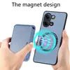 Funda Trasera para Teléfono Móvil Adecuada para Oppo Realme 14 Patrón de Fibra Soporte para Tarjetas de Separación Magnética Realmeneo7/C63
