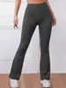 Ropa de Mujer Transfronteriza Europea y Americana Cintura Alta Levanta Glúteos Pantalones Acampanados de Yoga para Mujer Fitness Deporte Adelgazantes Elásticos Micro Acampanados Largos