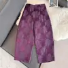 Novas Calças Cropped Casuais Jacquard Embossado Estilo Chinês para Mulheres, Novidade de Outono Cintura Alta Soltas Emagrecedoras Harem Perna Larga com Patchwork