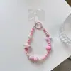Chica Coreana Colorido Chapado Eléctrico Lazo Portátil Ins Funda para Teléfono Móvil Cadena Colgante Accesorios Llavero Cadena de Perlas