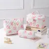 Bolsa de Maquillaje de Mano Gran Capacidad Estampado Floral Pequeño Almacenamiento Portátil Algodón Acolchado Flores Lindas ins Viaje Estudiante