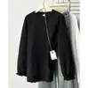 Camiseta y sudadera de talla grande para niñas de talla grande, nuevo estilo de otoño, top de manga larga con retazos de encaje hueco elegante 0755