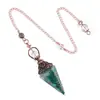 Suministro Transfronterizo Colgante Péndulo de Cristal de Color Rojo Antiguo Soporte de Flores Retro Resina Cónica Hexagonal Ágata Grava Péndulo