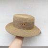 Chapéu Coco de Aba Reta com Fita Dobrada Feminino Estilo Hepburn Estilo Francês Moda Casual Chapéu de Sol Estilo Férias Chapéu de Palha Simples
