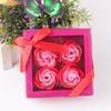 Caixa de Presente com 4 Flores de Sabão de Rosa Artificiais, Presente Prático para Festival, Lembrancinha de Casamento, Brinde para Evento Promocional
