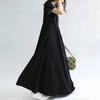 2026 Verão Novo Roupas Femininas Estilo Japonês Transfronteiriço Vestido Liso de Manga Morcego com Gola V e Pregas Slim Fit Vestido Feminino