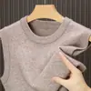 Chaleco de Lana Grueso Anti-Pilling de Cuello Redondo para Hombre en Otoño e Invierno con Tejido de Punto de Punto de Color Puro Cálido