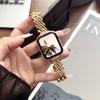 Correa de Metal para Reloj con Hebilla de Mariposa y Raya de Sarga Adecuada para Apple S10 S11 Xiaomi Huawei 11 Fit5 Gt6 Pulsera