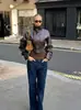 Jaqueta Popular Estilo Z Europeia e Americana Aliexpress Roupas Femininas Espinha de Peixe Couro PU Slim Fit Transfronteiriça Preto Marrom Escuro Outros Za
