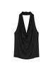 Spice Girls Chaleco Negro con Cuello Oscilante Colgante Halter Pequeño para Mujer Verano Ajustado Sin Mangas Adelgazante Espalda Descubierta Top para Uso Exterior