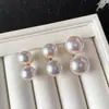 Pendientes de Plata S925 con Cierre de Mariposa, Redondos Planos Estilo Francés, Perla Rosa tipo Pan al Vapor para Mujer, Moda de Lujo Ligero, Pendientes de Perlas de Imitación Mabel Versátiles