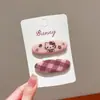 Nuevo Pinza para el Cabello de Tela Rosa Cuadros Geométricos de Gato Kt para Otoño e Invierno Dulces Accesorios para el Cabello para Niños Flequillo Pelo Suelto Clip para la Frente