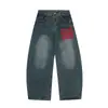 Jeans Retro Americanos con Estampado de Remaches y Cuchillo de Sable para Hombres y Mujeres 2025 Nuevos Versátiles de Pierna Ancha, Holgados, Adelgazantes