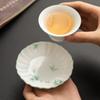 Porta-copos verde com flor de bambu pintado à mão de fábrica à prova d'água isolamento térmico almofada cerâmica acessórios para conjunto de chá kung fu estilo chinês tampa para prato de doces