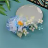Nuevo diseño original hecho a mano horquilla de flor de seda azul degradado estilo antiguo para maquillaje y peinado Hanfu