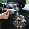 Caja de Pañuelos para Coche con Patrón de Espiga Y Caja de Pañuelos Colgante para Asiento de Coche de Cuero Tejido Caja de Pañuelos Multifuncional para Coche