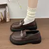 Mocasines de mujer, zapatos pequeños de cuero, slip-ons que aumentan la altura, zapatos planos retro, nueva moda 2026, primavera y otoño, estilo británico, suela gruesa