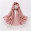 Novo lenço de pérolas com renda de cílios de borda dupla em chiffon, best-seller transfronteiriço, xale de alta qualidade, lenço de cabeça malaio para mulheres