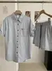 Kekezoon Conjunto de Dos Piezas: Camisa de Manga Corta con Cuello Polo de Botones + Pantalones Cortos de Pierna Ancha con Cintura Alta Elástica y Cordón 8117
