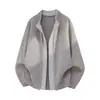 Suéter Cardigan Hanlu estilo retrô japonês, peça falsa de duas peças com gola redonda para homens, jaqueta casual solta de outono e inverno com carcela de cor contrastante