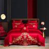 Lençóis bordados de algodão de fibra longa com jacquard de ramo novo conjunto de quatro peças algodão multipeças roupa de cama de casamento atacado