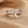 Anillos Minimalistas de Doble Capa Entrelazados para Mujer, Anillos de Banda Simple Geométrica Giratoria Ajustable para el Día a Día