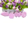 Molde de plástico para galletas con cara sonriente y abanico de lazo, molde de impresión en relieve para pastel de fondant, molde para hornear