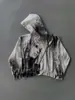 Cárdigan con cremallera desgastado de subcultura Y2K Unisex Gótico Retro Transfronterizo Europeo y Americano Sudadera con capucha nueva