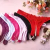 Roupa Íntima Sexy Feminina Transfronteiriça Bordada com Bolas de Massagem Abertura na Virilha Calcinhas Femininas Sexy de Renda em T
