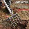 Herramientas de jardinería, horquillas de acero para labrar, herramientas agrícolas para aflojar la tierra, herramientas para cavar en tierra dura para exteriores, herramientas para labrar campos de ajo, horquillas de hierro de cuatro puntas para desbrozar la tierra