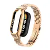 Adequado para Pulseira Xiaomi Mi Band 8, Pulseira de Aço Inoxidável Sólido com Três Contas, Pulseira de Metal Versão Cerâmica Xiaomi Mi Band 9