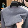 Camisa base de mezcla de lana de oveja, cachemira y seda para hombre, otoño e invierno, suéter de cuello redondo para hombre, ropa casual multicolor para hombre al por mayor