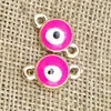 Plástico K Oro Doble Colgante Simple Colgante Redondo Azul Turquesa Godma Ojo del Diablo Conector de Pulsera