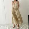Chique Coreano 2026 Verão Novo Estilo Francês Vestido Bolo de Férias na Beira-Mar Solto Linha A Vestido com Alça de Amarração