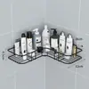 Estante de Almacenamiento Transfronterizo sin Taladro Trípode Baño Ducha Arte de Hierro Esquina Montado en Pared con Ganchos