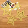 Enfeites Pendentes Decorativos de Natal Conjunto de Sete Peças Estrela de Cinco Pontas Enfeites Pendentes Tridimensionais Cartão com Glitter Pingente de Janela para Árvore de Natal