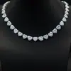 Hip-Hop Europeo y Americano Transfronterizo Plata de Ley S925 Collar con Forma de Corazón Lujo Accesible Moda Elegante Corazón Circón Collar de Tenis Collar