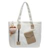 Bolsa de Lona de Gran Capacidad para Estudiante Universitaria, Bolso Tote Portátil para Todo Uso, Bolso de Clase para Viajes, Bolso de Hombro Casual Simple