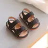 Sandalias Sencillas de Color Sólido Estilo Coreano para Niños, Zapatos de Bebé para Verano Niños y Niñas, Zapatos de Velcro con Suela Suave, Zapatos Casuales para la Playa