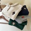 Polo de terciopelo de doble cara de otoño e invierno estilo coreano oso bebé bordado suéter para niños y niñas camisa holgada para niños pequeños y medianos moda